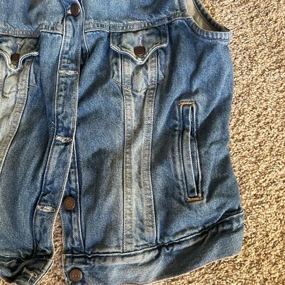 Vintage Levi Strauss Signature Blue Denim Vest Women's Size Medium Button Up - Picture 2 of 6